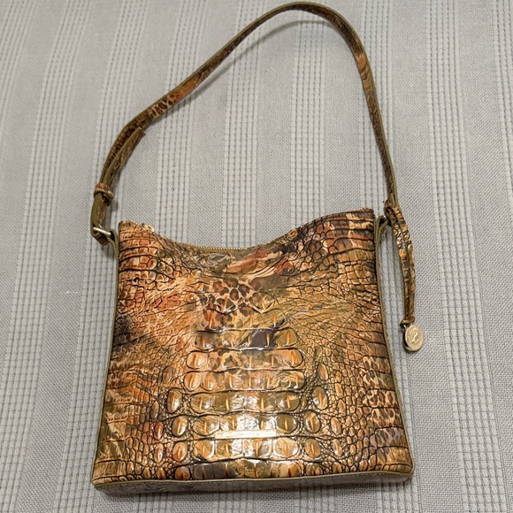 Brahmin Katie Crossbody Brown Croc-Embossed Shoulder Bag - Picture 1 of 8